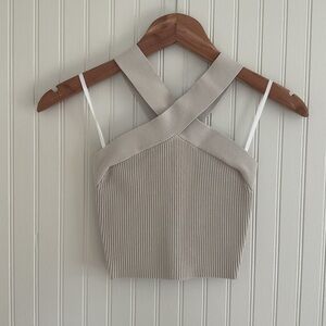 Aritzia Babaton Sculpt Knit Criss Cross Cropped Tank